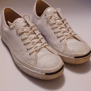 Converse Jack Purcell White Leather Sneakers Men's Size 8.5